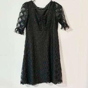 Topshop Short Sleeve Lace Fit Flare Dress